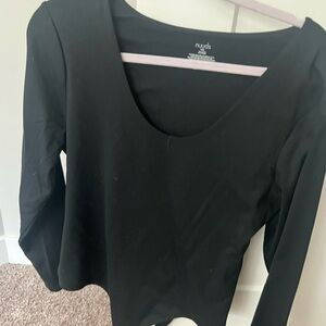 Nuuds long sleeve scoop neck Black Women's Bodysuit
